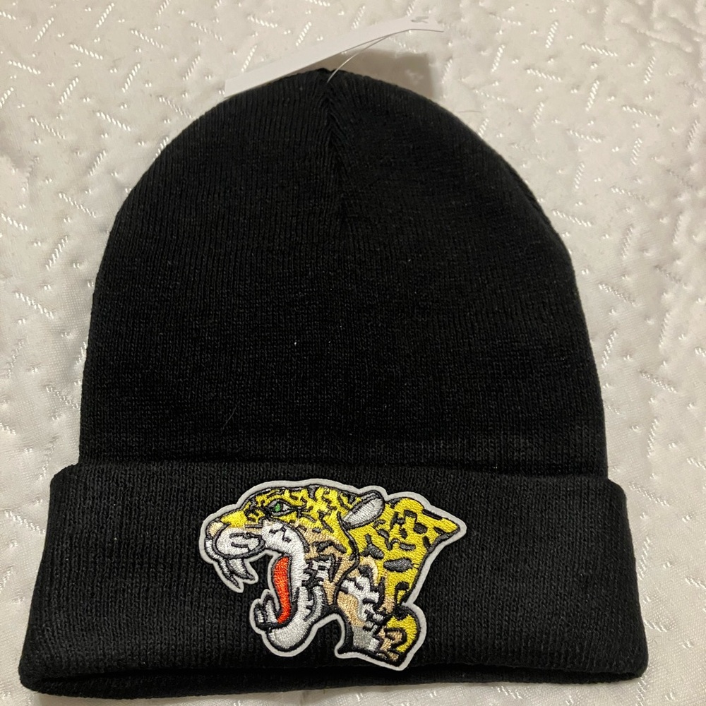 Black Beanie with Leopard Patch